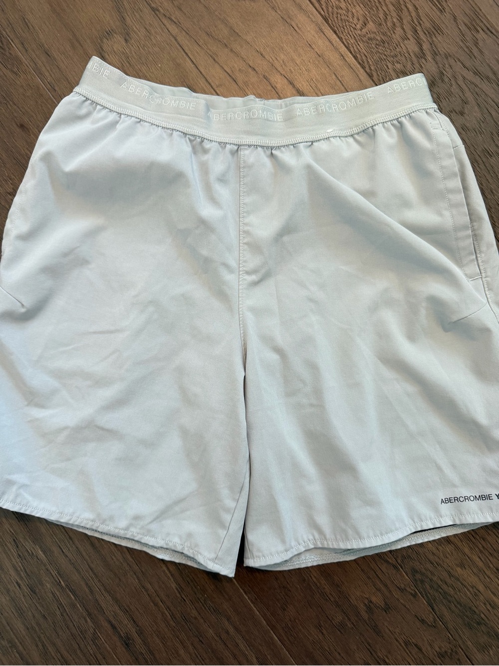 abercrombie kids light gray athletic shorts